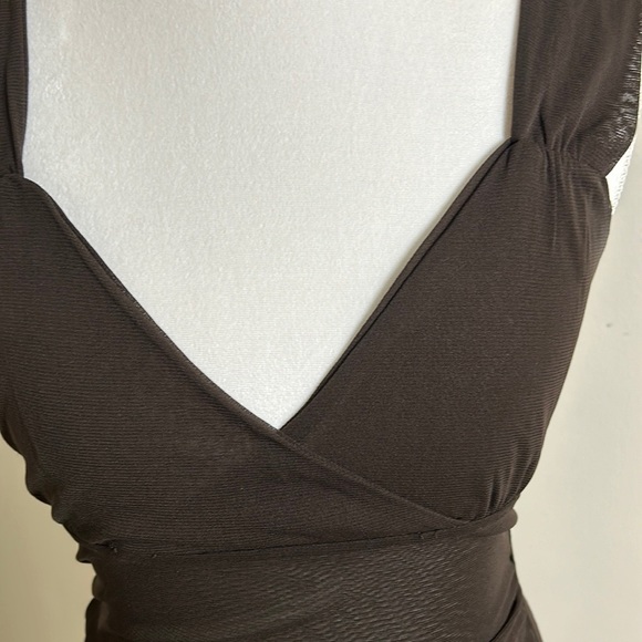 MICHAEL MICHAEL KORS SHEER CHOCOLATE BROWN TOP - Picture 4 of 11